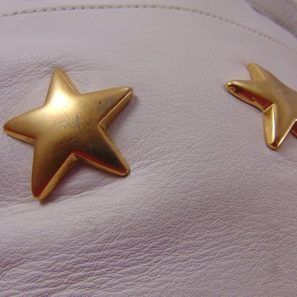 I. Magnin Design Studio White Leather w/Gold Stars Crossbody Bag - Picture 16 of 16